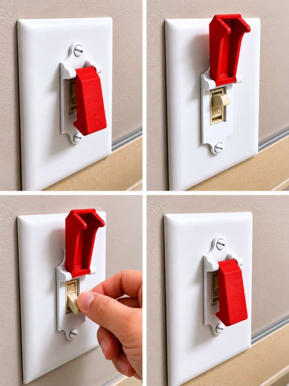 Red Toggle Switch Lock Cover — Home Wall Decor Accessory